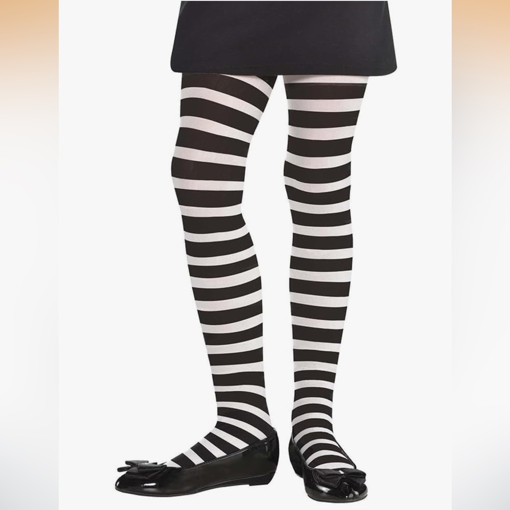Black and White Striped Tights NEW child size one size Halloween costume witch